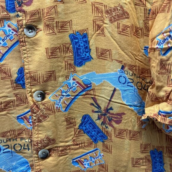 Super Bowl South Florida Shirt Mens XL Yellow NFL Football Hawaiian Rayon - Picture 9 of 10